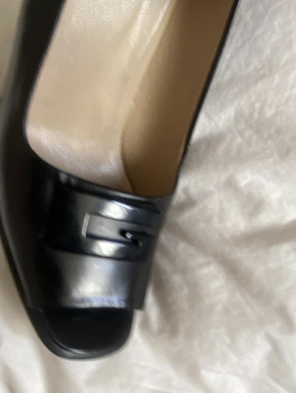 Gucci Black Leather Peep-Toe Block Heel Pumps - Picture 4 of 6